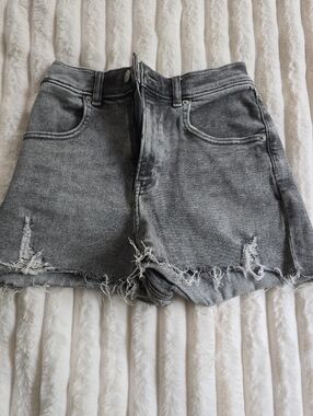Express Gray Denim Mom Shorts Super High Rise